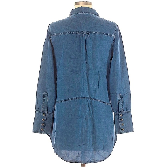 SOFT Surroundings Blue Tencel Hi Lo Button Front Tunic Top Size XS - Picture 5 of 9